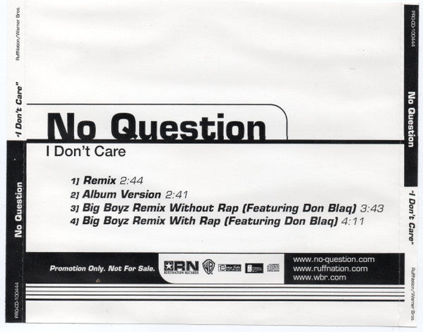 No Question : I Don't Care (CD, Single, Promo)