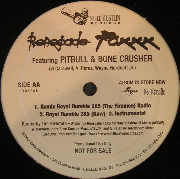 Renegade Foxxx : Party Tonight / Royal Rumble 2K5 (12", Promo)