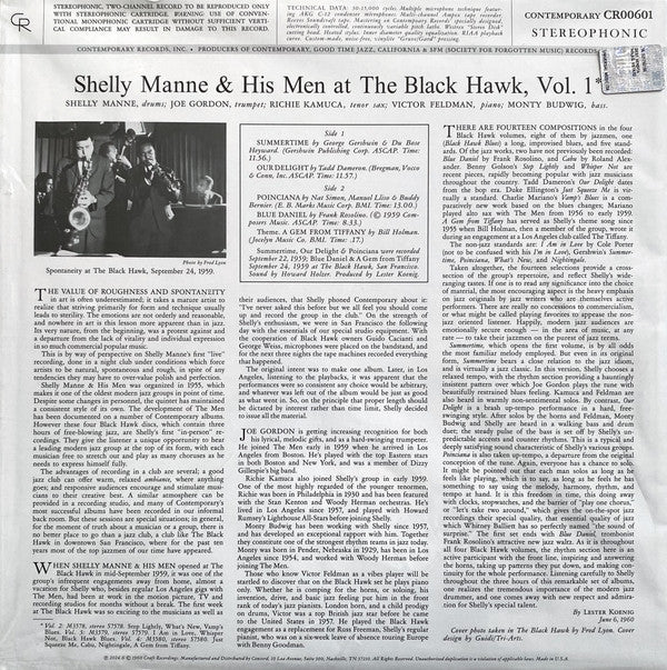 Shelly Manne & His Men : At The Black Hawk Vol. 1 (LP, Album, RE, 180)