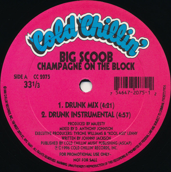 Big Scoob : Champagne On The Block (12", Promo)