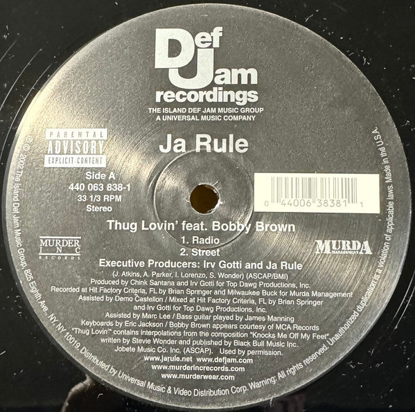 Ja Rule Feat. Bobby Brown : Thug Lovin' (12", Single)
