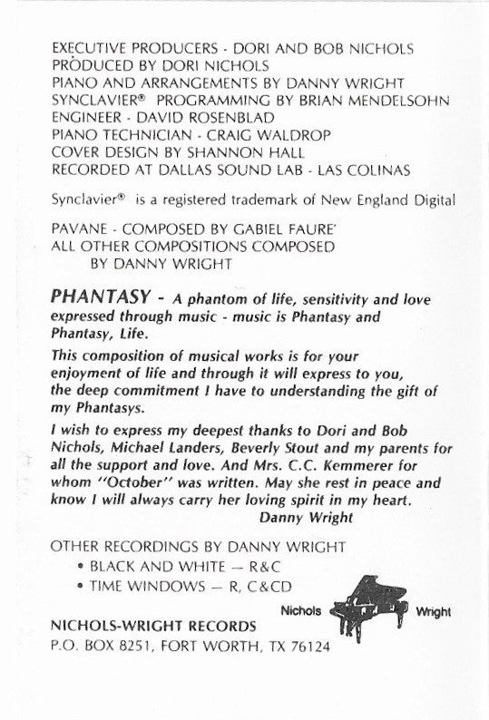 Danny Wright : Phantasys (Cass, Album)