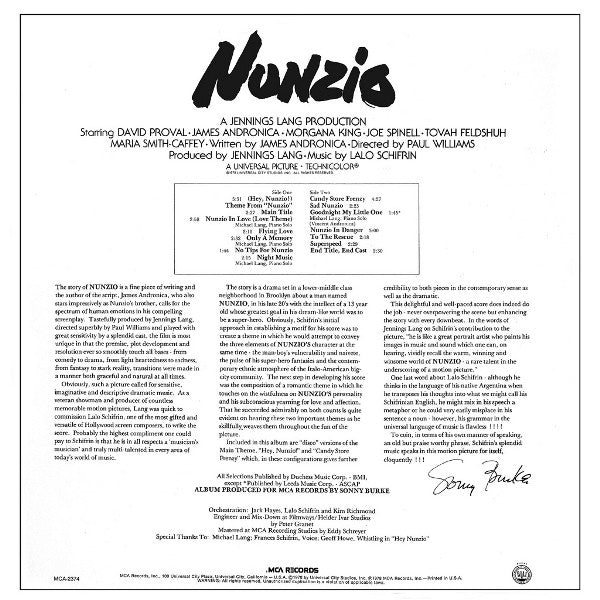 Lalo Schifrin : Nunzio (LP, Album)