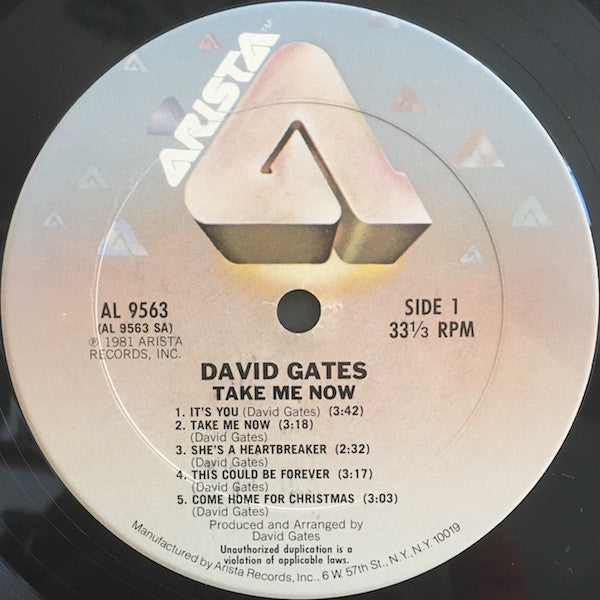 David Gates : Take Me Now (LP, Album, San)