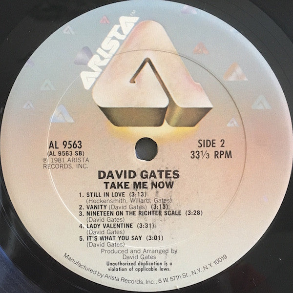 David Gates : Take Me Now (LP, Album, San)