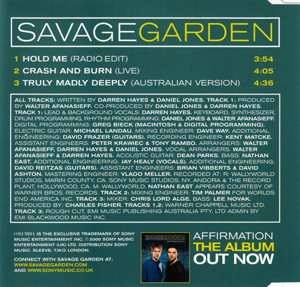 Savage Garden : Hold Me (CD, Single)