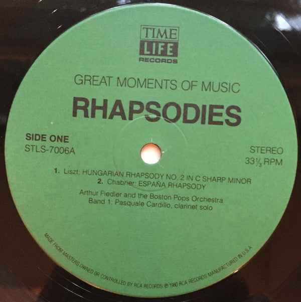 Arthur Fiedler And The Boston Pops Orchestra* : Rhapsodies (LP, Comp, RE)