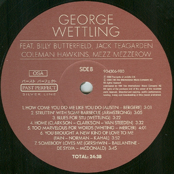 George Wettling : Featuring Billy Butterfield - Jack Teagarden - Coleman Hawkins - Mezz Mezzerow (LP, Comp, Gat)