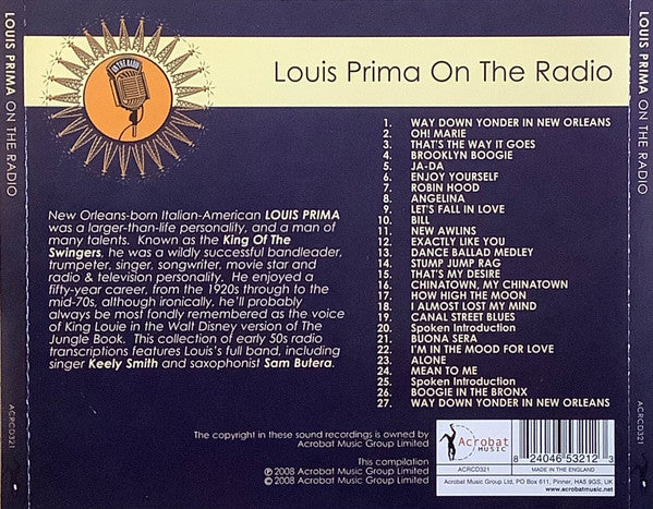 Louis Prima : On The Radio (CD, Album, Comp)