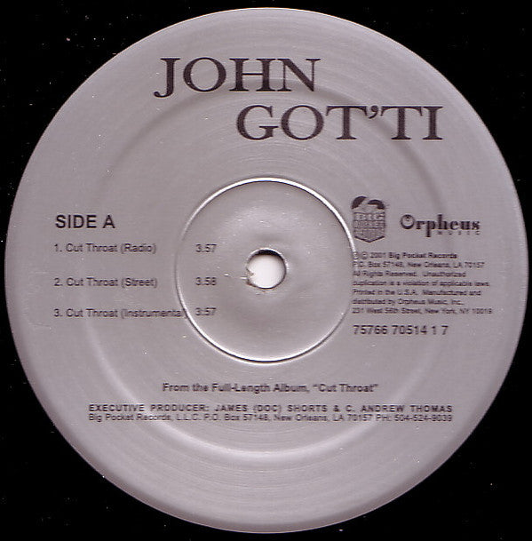 John Got'ti : Cut Throat / Put It On Me / Scarred (12", Single)