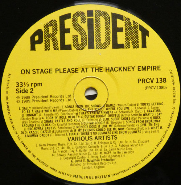 Various : On Stage Please At The Hackney Empire (A Tribute To The Stars Of Yesterday) (LP)