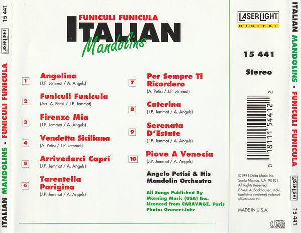 Angelo Petisi & His Mandolin Orchestra : Italian Mandolins • Funiculi Funicula (CD, Album, RE)