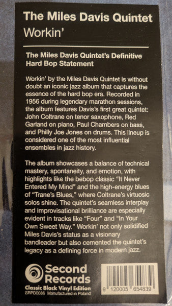 The Miles Davis Quintet : Workin' With The Miles Davis Quintet (LP, Album, Mono, RE)
