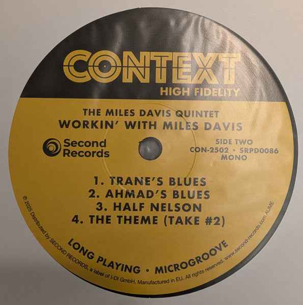 The Miles Davis Quintet : Workin' With The Miles Davis Quintet (LP, Album, Mono, RE)