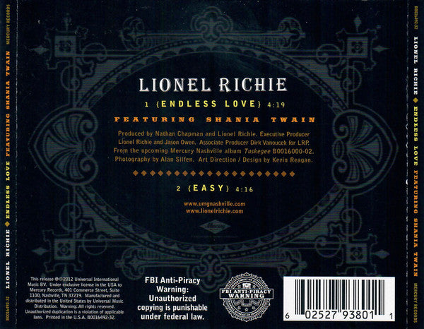 Lionel Richie Featuring Shania Twain : Endless Love (CD, Single)