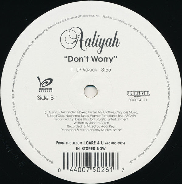 Aaliyah : I Care 4 U / Don't Worry (12")