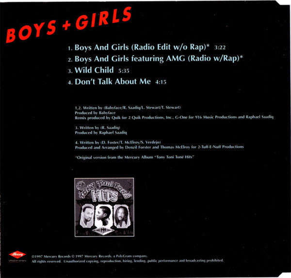 Tony! Toni! Toné! : Boys + Girls (CD, Single)