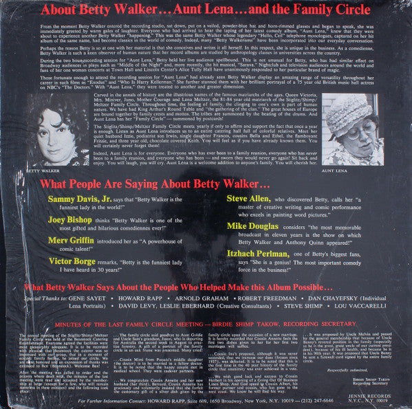 Betty Walker : Presents : Aunt Lena And Her Entire Family Circle -  Everyone Knows An Aunt Lena (LP)