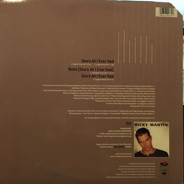 Ricky Martin : She's All I Ever Had (12")