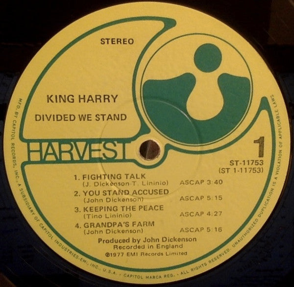 King Harry : Divided We Stand (LP, Album, Win)