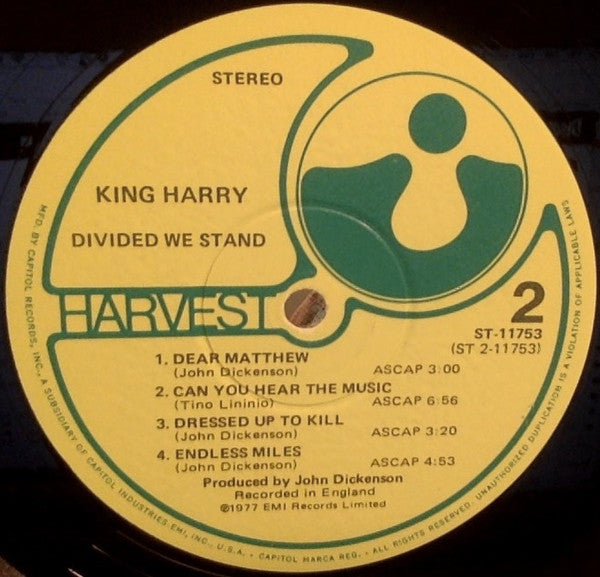 King Harry : Divided We Stand (LP, Album, Win)
