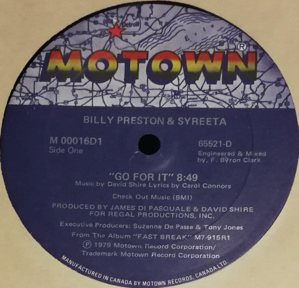 Billy Preston & Syreeta : Go For It  (12", Single)
