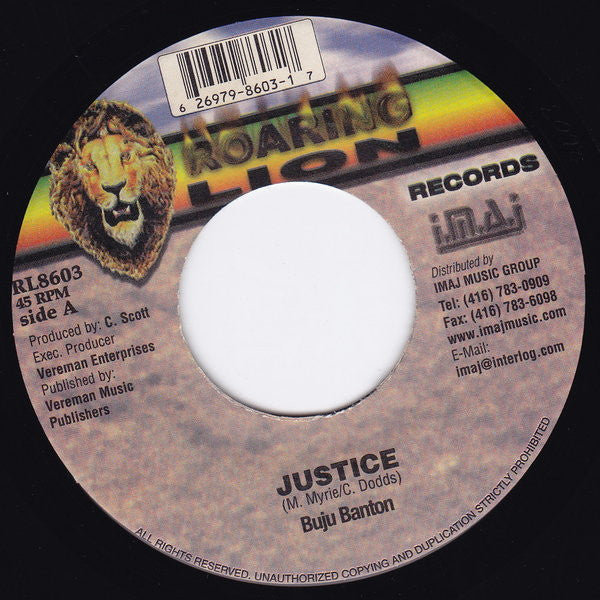 Buju Banton : Justice (7")
