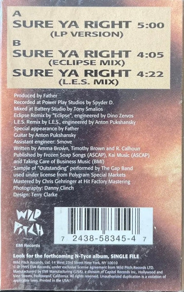 N-Tyce (2) : Sure Ya Right (Cass, Single)
