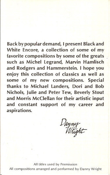 Danny Wright : Black And White Encore (Cass, Album, Dol)