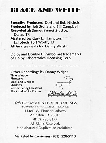Danny Wright : Black And White (Cass, Album)
