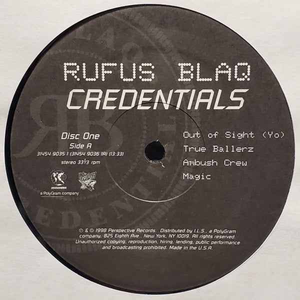 Rufus Blaq : Credentials (2xLP, Album, Promo)
