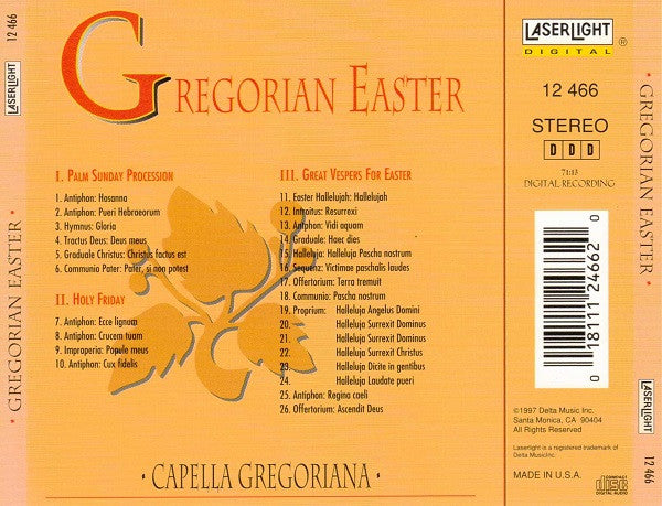 Capella Gregoriana : Gregorian Easter (CD, Album, RE)