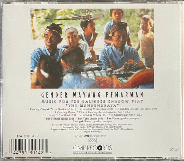 Gender Wayang Pemarwan : Music For The Balinese Shadow Play "The Mahabharata" (CD, Album, RE)