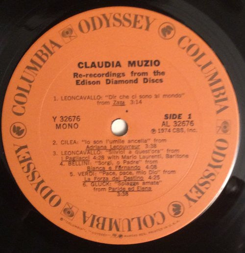 Claudia Muzio : Claudia Muzio / 1889-1936 / Arias From La Forza Del Destino • I Pagliacci • Zaza • L'Amico Fritz • L'Africaine • Rinaldo / Adriana Lecouvreur • Bianca E Fernando • Paride E Elena • Songs By Rossini And Buzzi-Peccia / From The Edison Diamon (LP, Comp, Mono)
