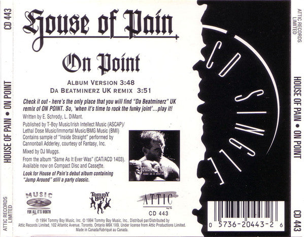 House Of Pain : On Point (CD, Single)