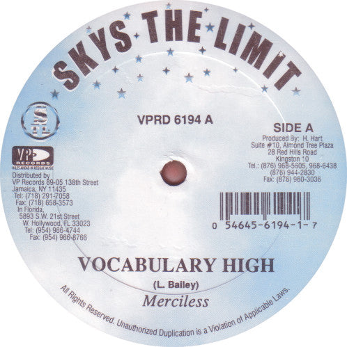 Merciless, Alley Cat (4) : Vocabulary High (12", EP)