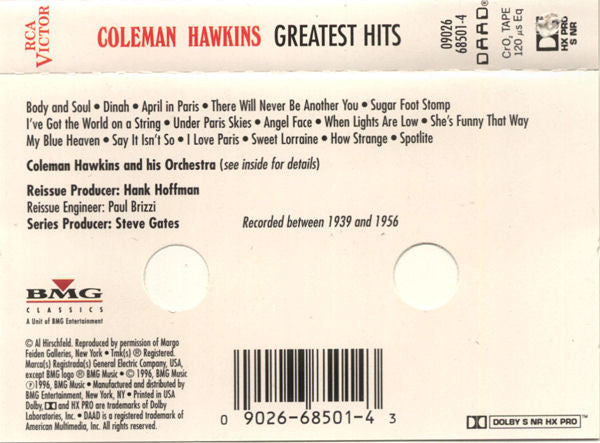 Coleman Hawkins : Greatest Hits (Cass, Comp, CrO)