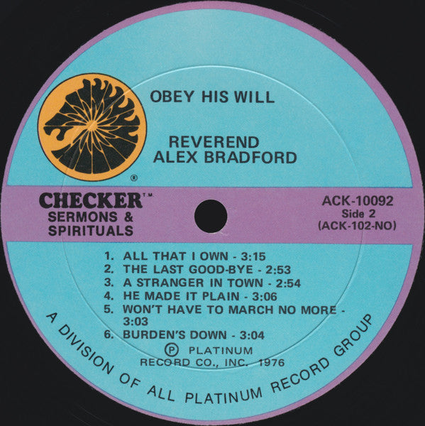 Alex Bradford : Obey His Will (LP, Album)