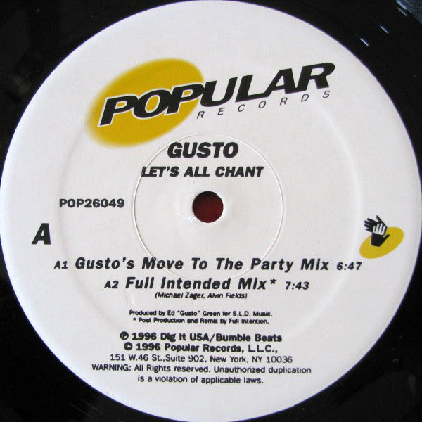 Gusto : Let's All Chant (12")