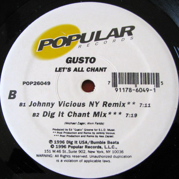 Gusto : Let's All Chant (12")