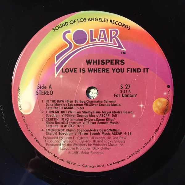 Whispers* : Love Is Where You Find It (LP, Album)