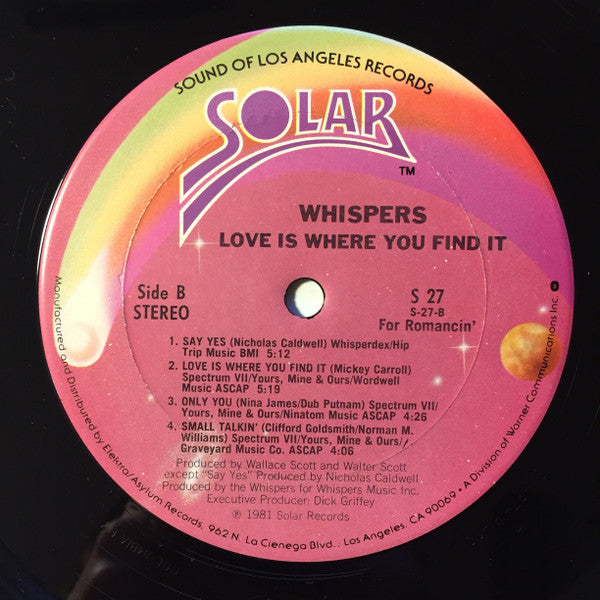 Whispers* : Love Is Where You Find It (LP, Album)