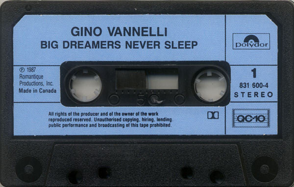 Gino Vannelli : Big Dreamers Never Sleep (Cass, Album, Dol)