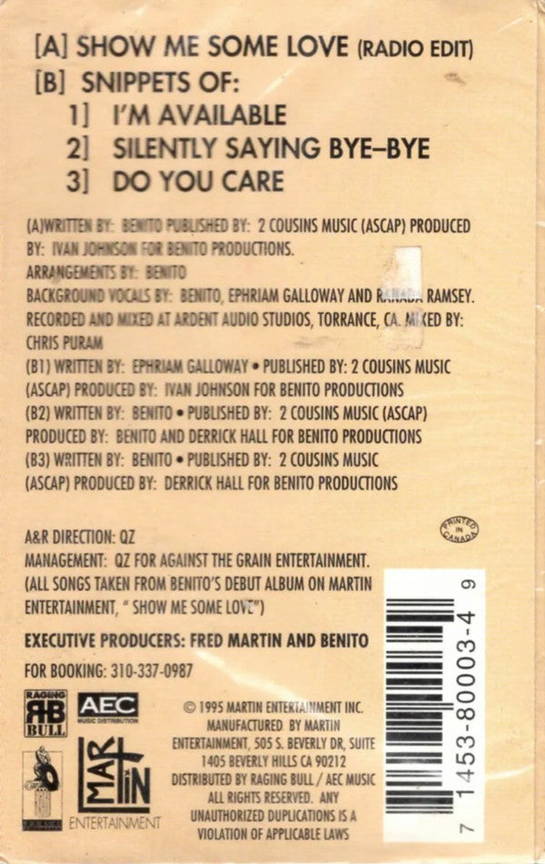 Benito : Show Me Some Love (Cass, Single)