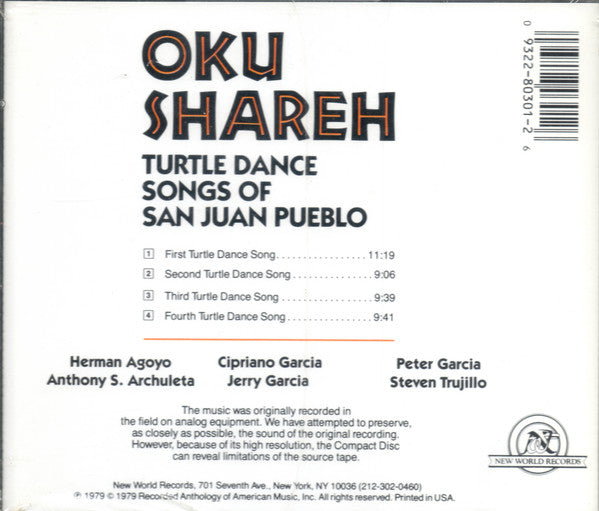 Various : Oku Shareh (Turtle Dance Songs Of San Juan Pueblo) (CD, Album, RE)