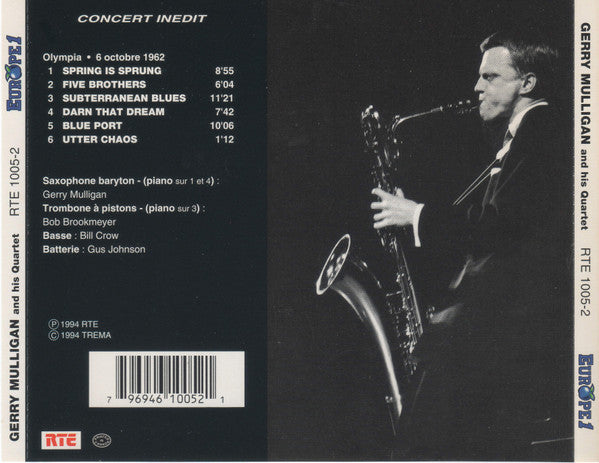 Gerry Mulligan And His Quartet* Featuring Bob Brookmeyer : En Concert Avec Europe 1 - Olympia 6 Octobre • 1962 (CD, Album)