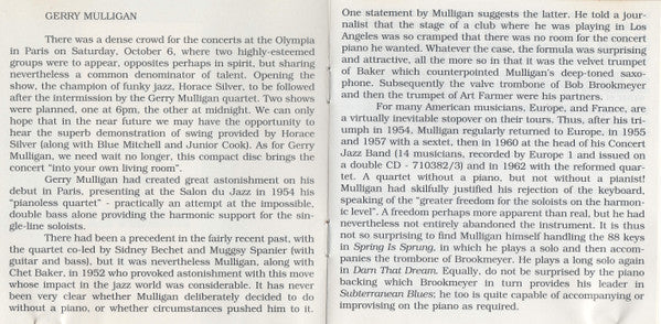 Gerry Mulligan And His Quartet* Featuring Bob Brookmeyer : En Concert Avec Europe 1 - Olympia 6 Octobre • 1962 (CD, Album)