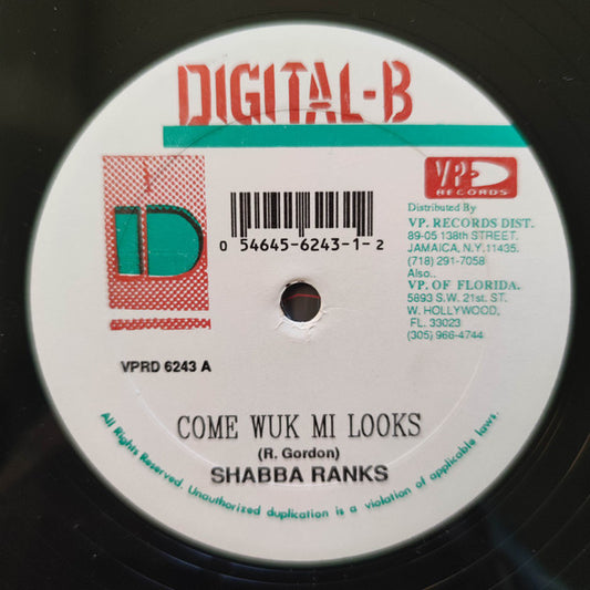 Shabba Ranks / General B : Come Wuk Mi Looks / Cutting Edge (12")
