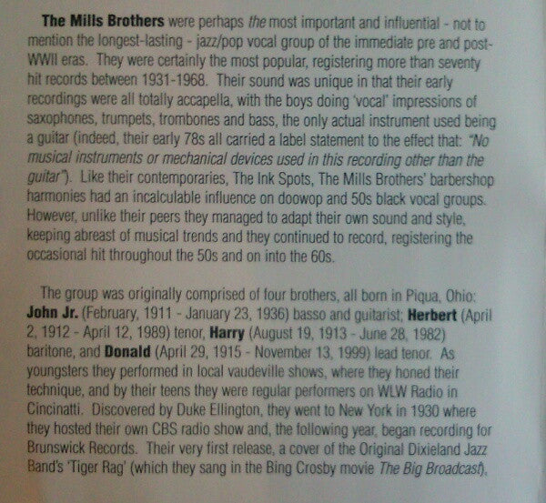 The Mills Brothers : Hits And Rarities 1934 - 1952 (CD, Comp)