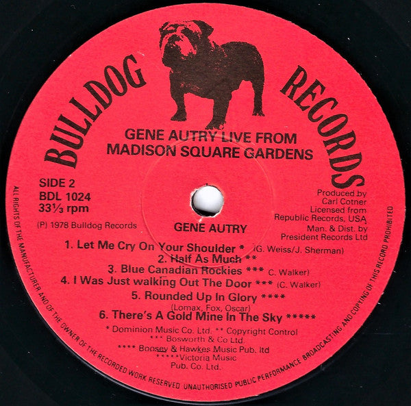 Gene Autry : Live From Madison Square Garden (LP)